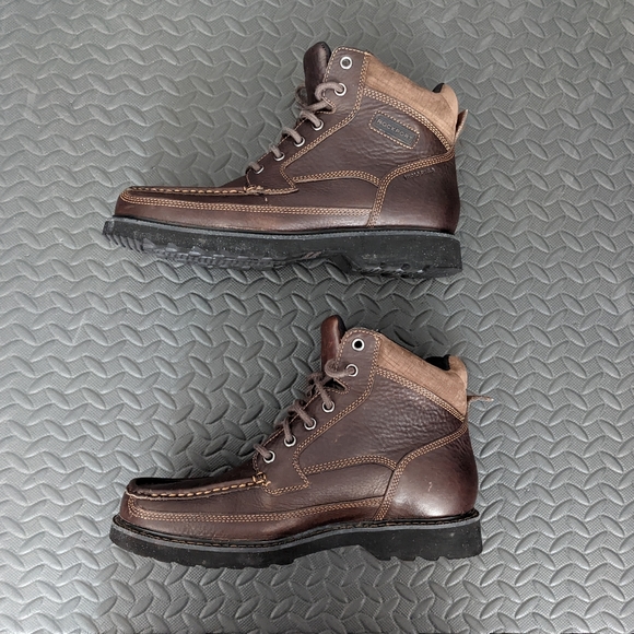 sz:8W Rockport Men's Leather Boots, Wide, Waterproof Brown Moc-toe Chukka - Picture 2 of 15